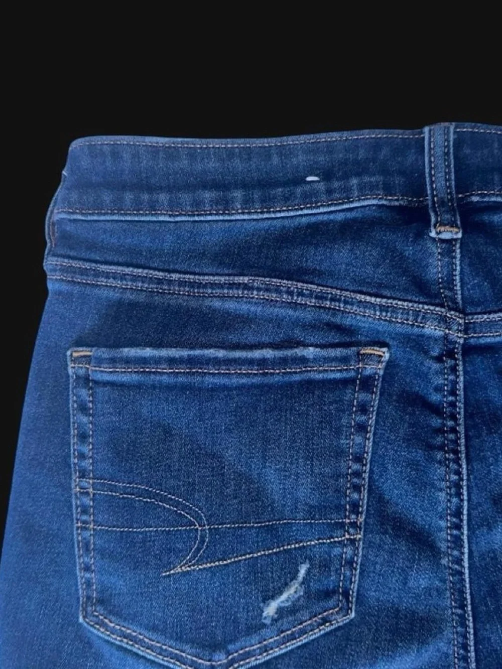 American Eagle AE Dark Blue Ripped Distressed Next Level Denim Short Shorts